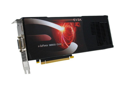 EVGA e-GeForce 9800 GX2 1GB GDDR3 Video Graphics Card Dual DVI HDMI SLI Compatible with PCI Express 2 x16 Slots