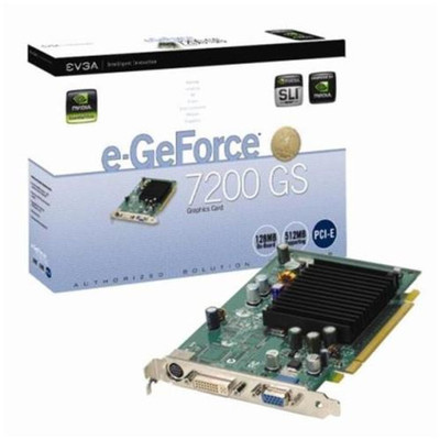 EVGA e-GeForce 7200 GS 128MB DDR2 Graphics Card for PCI Express x16 with DVI, D-Sub, and S-Video Outputs