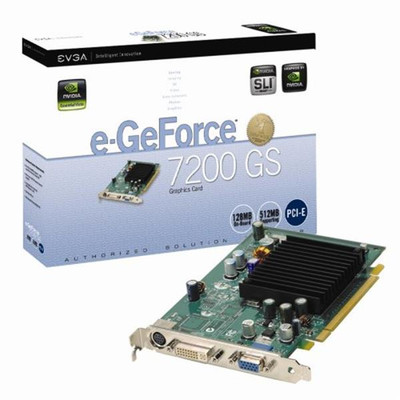 EVGA e-GeForce 7200 GS 128MB DDR2 PCIe Graphics Card DVI D-Sub S-Video - Compatible with PCI Express x16 slots