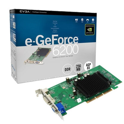EVGA e-GeForce 6200 256MB DDR AGP Graphics Card for VGA/DVI/S-Video, SKU 256-A8-N341-FX