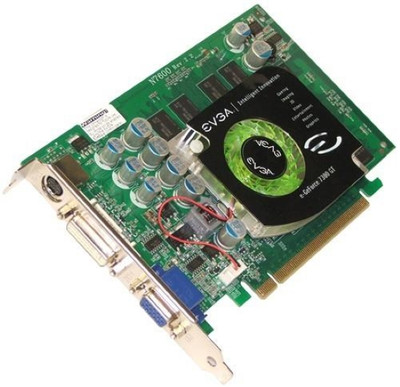 EVGA GeForce 7300GT 512MB DDR2 AGP Graphics Card for DVI/D-Sub/HDTV/S-Video. Compatible with AGP 4x/8x slots.