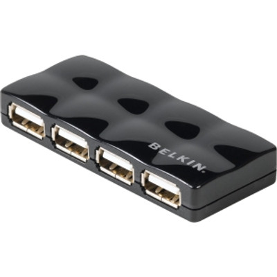 Belkin F5U404TTBLK 4-port USB Hub, 4 x 4-pin Type A USB 2.0, External, compatible with various devices