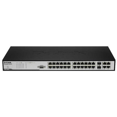 D-Link DES-3028 Managed Stackable Switch, 24-Port 10/100 + 4 Gigabit Ports, 2 Combo SFP Slots, for Networking Servers