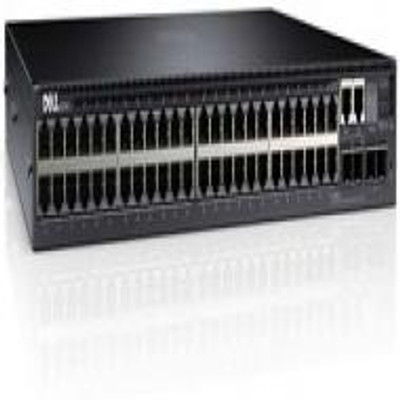 Dell N2048p Managed L3 Switch with 48 PoE+ Ethernet Ports and 2 10-Gigabit SFP+ Ports, ideal for network infrastructure.