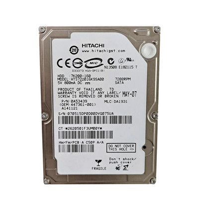 Hitachi 160GB 7200RPM SATA 1.5Gb/s 16MB Cache 2.5-Inch Hard Drive for Data Storage in Laptops