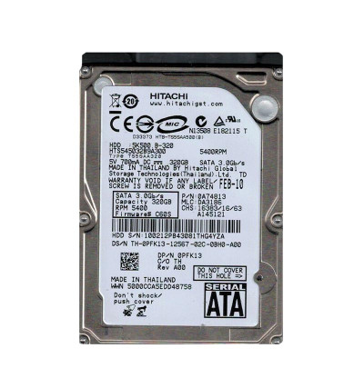 Hitachi Travelstar 5K500.B 320GB SATA Hard Drive for Laptops