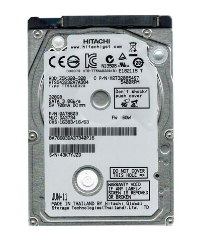 Hitachi 320GB 5400RPM SATA 2.5 Hard Drive for Travelstar Z5K320 - Compatible with Servers