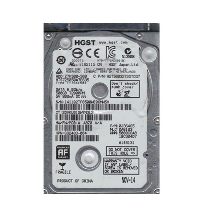 Hitachi 500GB 7200RPM SATA 2.5 Hard Drive for ProLiant DL360p Gen8 Servers