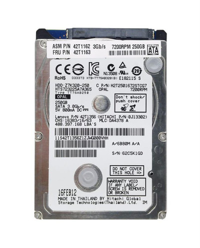 Lenovo 250GB 7200RPM SATA 3Gbps Internal Hard Drive for Opal Security - 2.5-inch