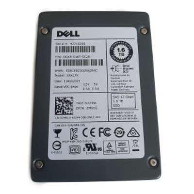 Dell 1.6TB 12Gb/s SAS MLC SSD for PowerEdge R630 R730, 2.5-inch, part number 02M61G, compatible with servers