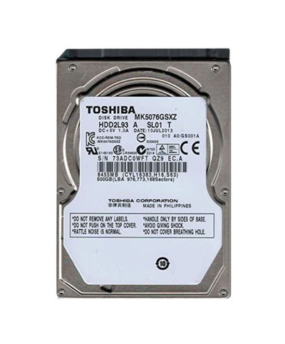 Toshiba 500GB 5400RPM SATA 2.5 Hard Drive for HDD2L93, compatible with laptops and portable devices