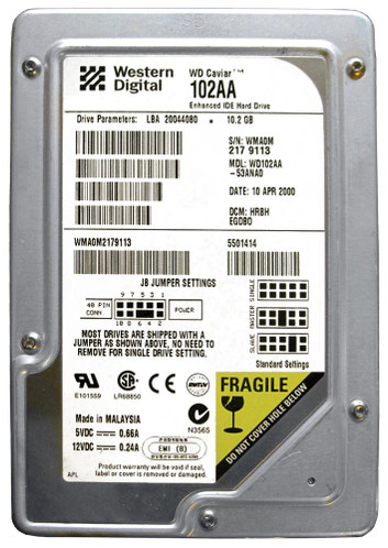 Western Digital Caviar 10.2GB 5400RPM ATA-66 2MB Cache Internal Hard Drive for PCs