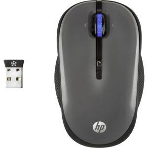 HP X3300 Wireless Mouse in Gray and Silver, Optical RF Technology, USB, Tilt Wheel, 4 Buttons - Compatible with PCs