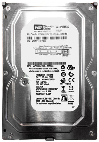 Western Digital AV 320GB 7200RPM SATA 3Gbps 8MB Cache 3.5 Internal Hard Drive for AV Systems