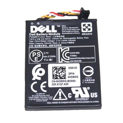 Dell 3.7v 1.8Wh 500mAh Lithium-Ion Battery for PERC, compatible with Dell servers, power backup for server systems.
