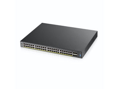 ZyXEL XGS2210-52HP 48 Port PoE+ Gigabit Ethernet Switch, 4 SFP+ Ports, 1U Rack-mountable