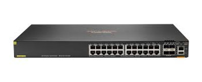 HPE Aruba 6200F 24-Port 24G CL4 4SFP+370W Switch, ideal for network setups, compatible with various devices.