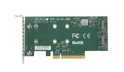 Supermicro AOC-SLG3-2M2 PCIe Add-On Card for Dual M.2 NVME SSDs - Compatible with servers - Dual M.2 NVME SSD slots
