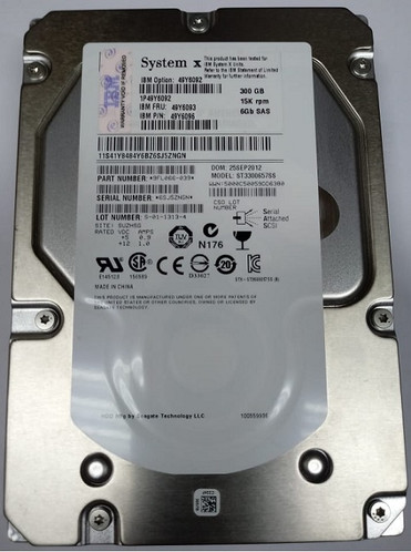 IBM 49Y6093 300GB SAS 6Gbps 15000RPM 3.5 Gen2 Hot Swap Hard Drive with Tray for Server Rack