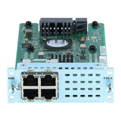 Cisco NIM-ES2-4-RF 4-Port Gigabit Ethernet Switch NIM for Network Interface Module, compatible with Cisco routers.