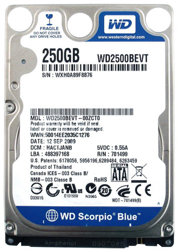 Western Digital Scorpio Blue 250GB SATA 3Gbps Internal Hard Drive for laptops