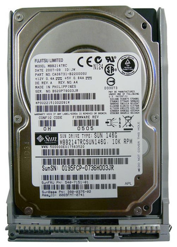 Sun 146GB 10000RPM SAS 3Gbps Hot Swap 16MB Cache 2.5 Internal Hard Drive with Bracket for ProLiant Servers