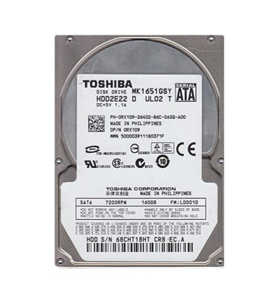 Toshiba 160GB 7200RPM SATA 3Gb/s 16MB Cache 2.5-Inch Hard Drive for HDD2E22 Servers