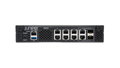 Juniper SSR130 TAA Hardware 16GB RAM 120GB SSD 2x1G combo RJ45/SFP 6x1G RJ45 Router - Front View