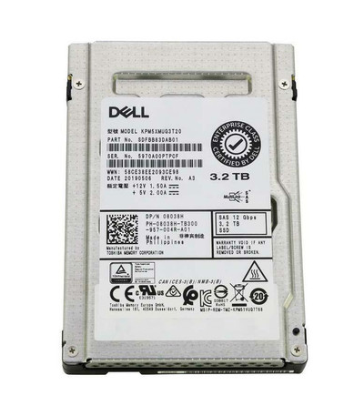 Dell Kioxia 3.2TB SAS 12Gb/s SSD for Write Intensive Use - 08038H - 2.5 Size