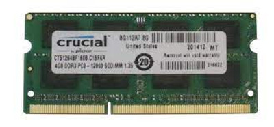 Crucial 4GB DDR3-1600MHz SoDimm Memory Module for Laptop 204-Pin 1.35V