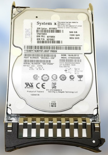 IBM 90Y8953 500GB 7200RPM SAS 6Gbps 2.5 SFF Gen2 Hot Swap Nearline Hard Drive with Tray for Server Rack