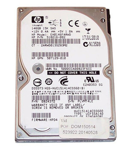 HP 146GB 15000RPM SAS 6Gb/s SFF Hard Drive for ProLiant DL360p Gen8 Servers