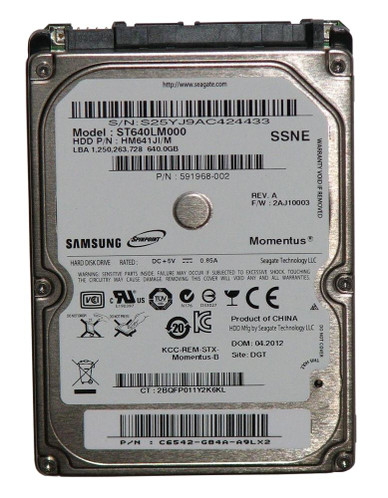 Samsung Spinpoint M7E 640GB 5400RPM SATA 3Gbps 8MB Cache 2.5 Internal Hard Drive compatible with laptops