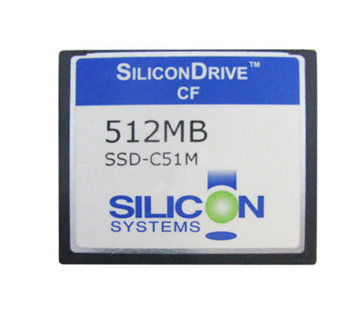 SiliconSystems SiliconDrive 512MB ATA/IDE CompactFlash Type I SSD mounted in server rack