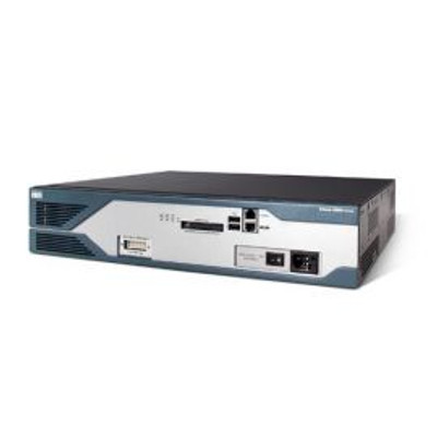 Cisco 2851 W/ Pvdm2-48 Nme-Cue 35 Cme/Cue/Ph Lic Adv Ip 128F/512D router mounted in a server rack