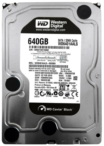 WD Caviar Black 640GB 7200RPM SATA HDD for Desktop Computers - 3.5 Internal Hard Drive