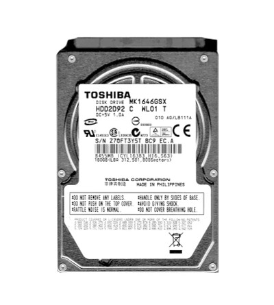 Toshiba 160GB SATA Hard Drive 2.5 5400RPM 8MB Cache - HDD2D92B - for laptops and notebooks