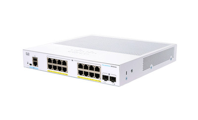 Cisco Business 350 Switch 16 with PoE+ Ports and 120W Power Budget, 2 Gigabit SFP - Mounted in Network Rack