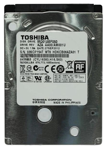 Toshiba MQ01ABF050 500GB 5400RPM 2.5 SATA HDD for Laptops