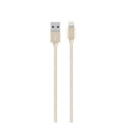 Belkin MIXIT Metallic Lightning to USB Cable in Gold - Compatible with iPhone - F8J144BT04-GLD Belkin MIXIT Metallic Lightning to USB Cable in Gold - Compatible with iPhone - F8J144BT04-GLD