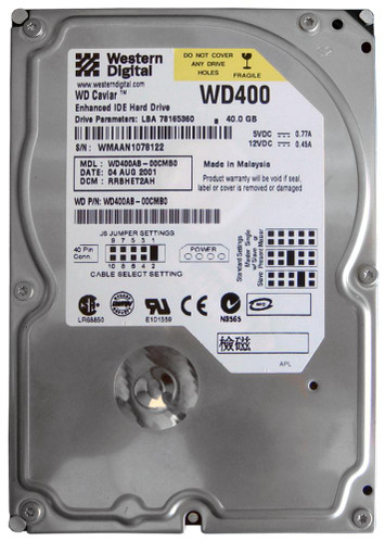 Western Digital Caviar 40GB 5400RPM ATA-100 2MB Cache Internal Hard Drive for Desktop Computers
