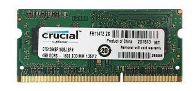 Crucial 4GB DDR3-1600MHz Laptop Memory Module SoDimm CT51264BF160BJ Single Rank - Low Voltage - Compatible with Laptops