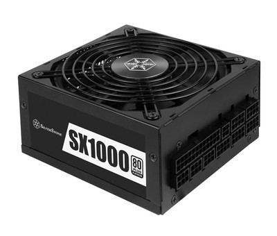 Silver Stone SX1000 1000W 80-Plus Platinum SFX Power Supply for 200-240V AC, compatible with various devices