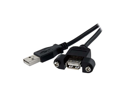 StarTech 3ft Panel Mount USB Cable A to A F/M for Server Racks