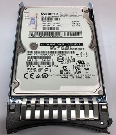 IBM 81Y9652 900GB 10000RPM SAS 6Gbps 2.5 SFF Hot Swap Hard Drive with Tray for Server Rack