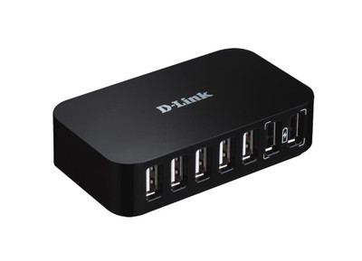 D-Link 7-Port USB 2.0 Hub DUB-H7/B for High Speed Data Transfer - Compatible with Various Devices
