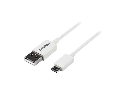StarTech 1m White Micro USB Cable A to Micro B for data transfer and charging, compatible with various devices