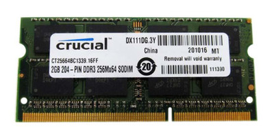 Crucial 2GB DDR3-1333MHz SoDimm Memory Module for Laptops