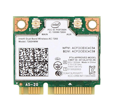 Intel Dual Band 802.11b/a/g/n Wireless-AC 7260 PCI Express Half Mini Network Card for ProLiant DL360p Gen8 servers