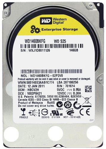 Western Digital S25 147GB SAS 6Gbps 2.5 HDD for ProLiant DL360p Gen8 Servers